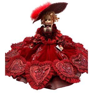 Katherines Collection Red Victorian-Style Porcelain Doll Dress Decorative READ